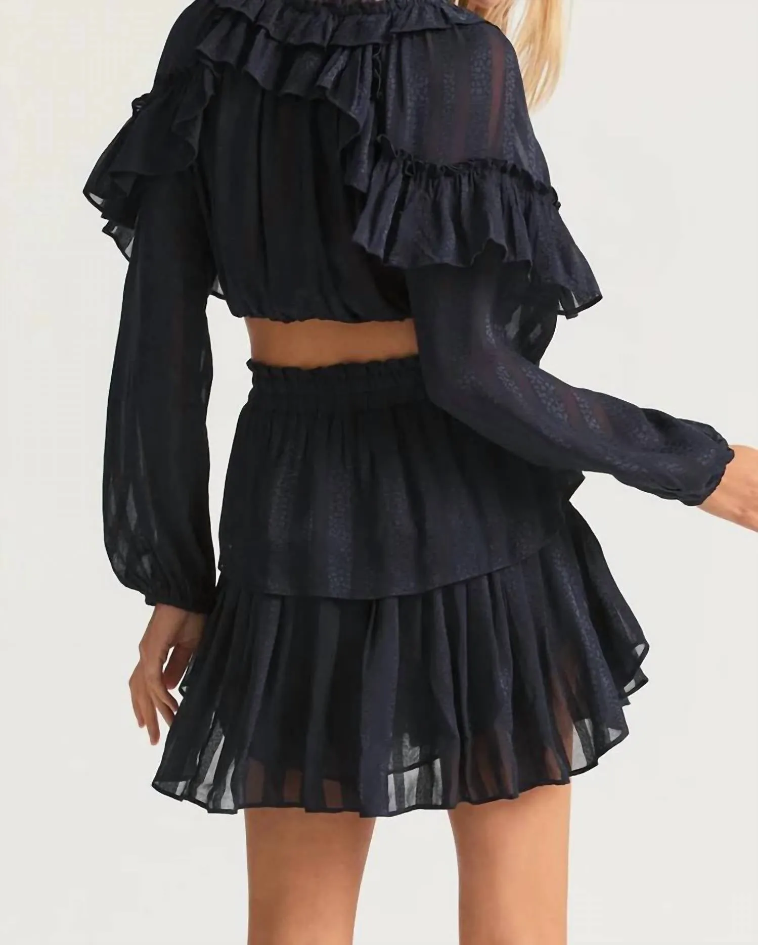 Ruffle Mini Skirt In Midnight