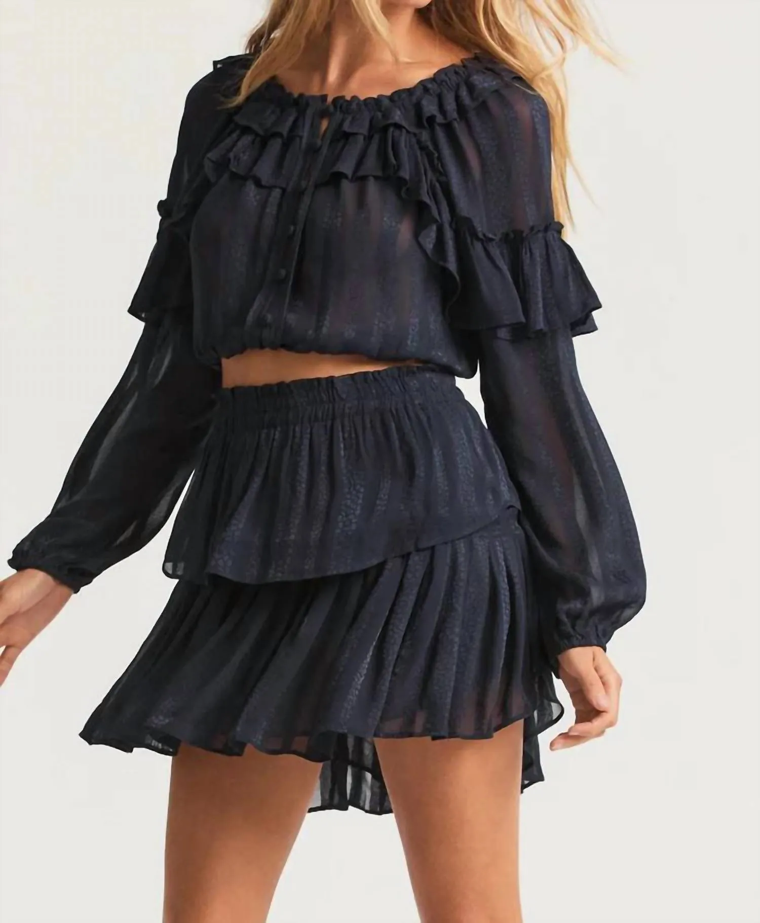 Ruffle Mini Skirt In Midnight