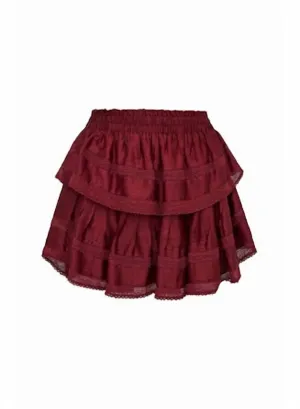 Ruffle Mini Skirt In Oxblood
