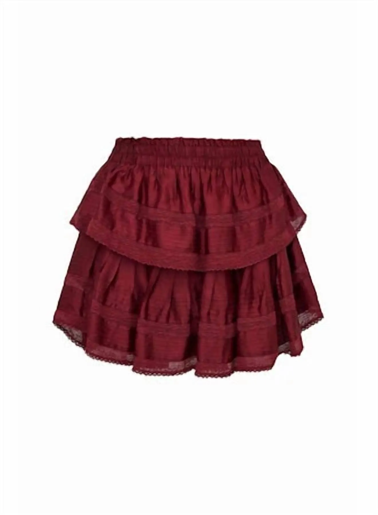Ruffle Mini Skirt In Oxblood