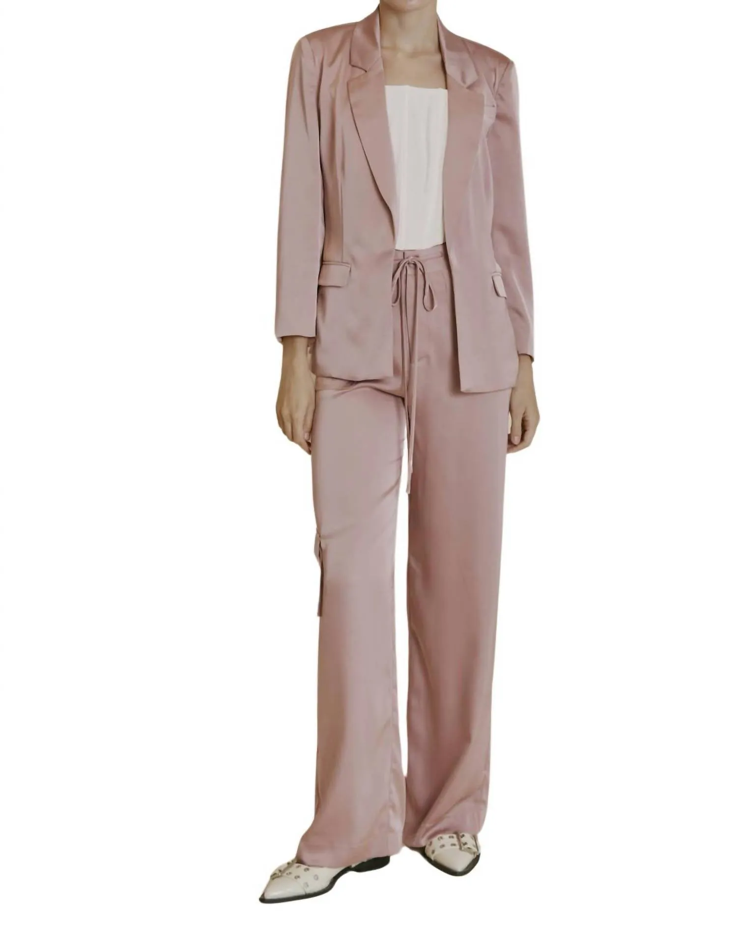 Satin Blazer In Mauve