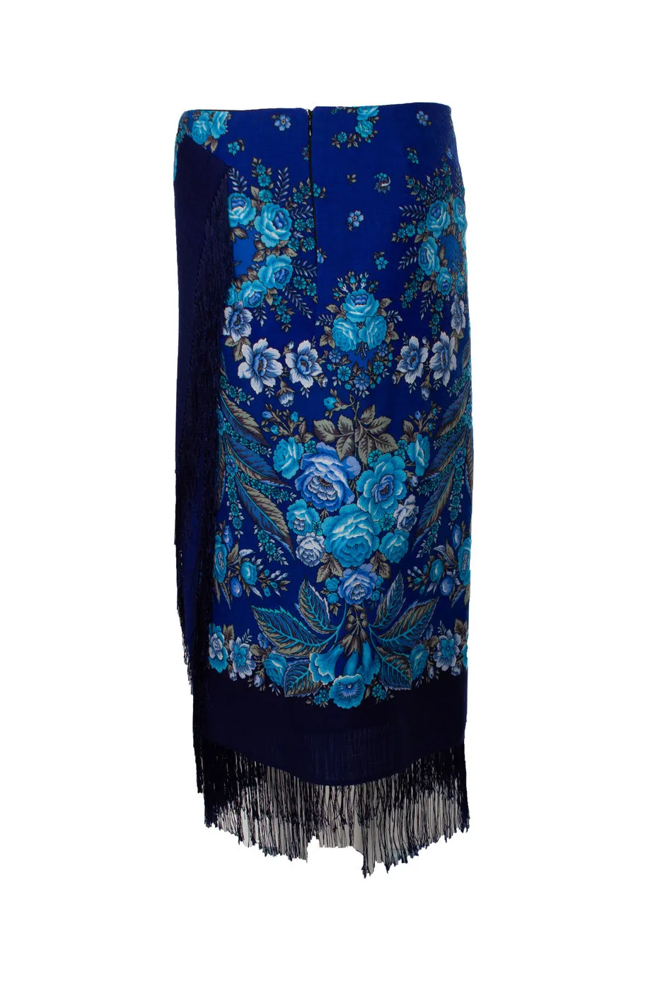 Scarf fringe skirt in blue