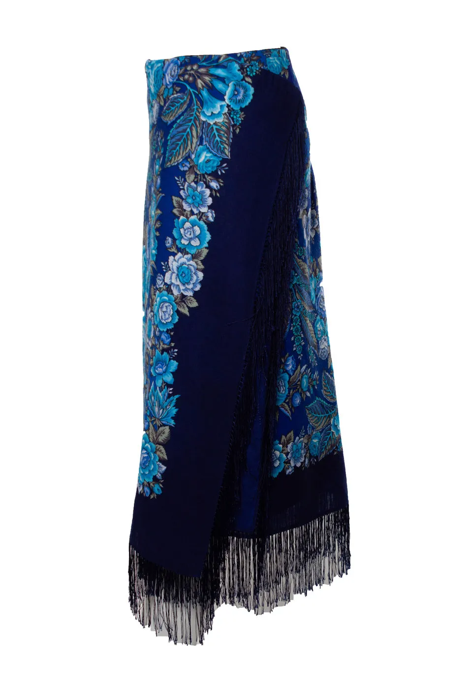 Scarf fringe skirt in blue