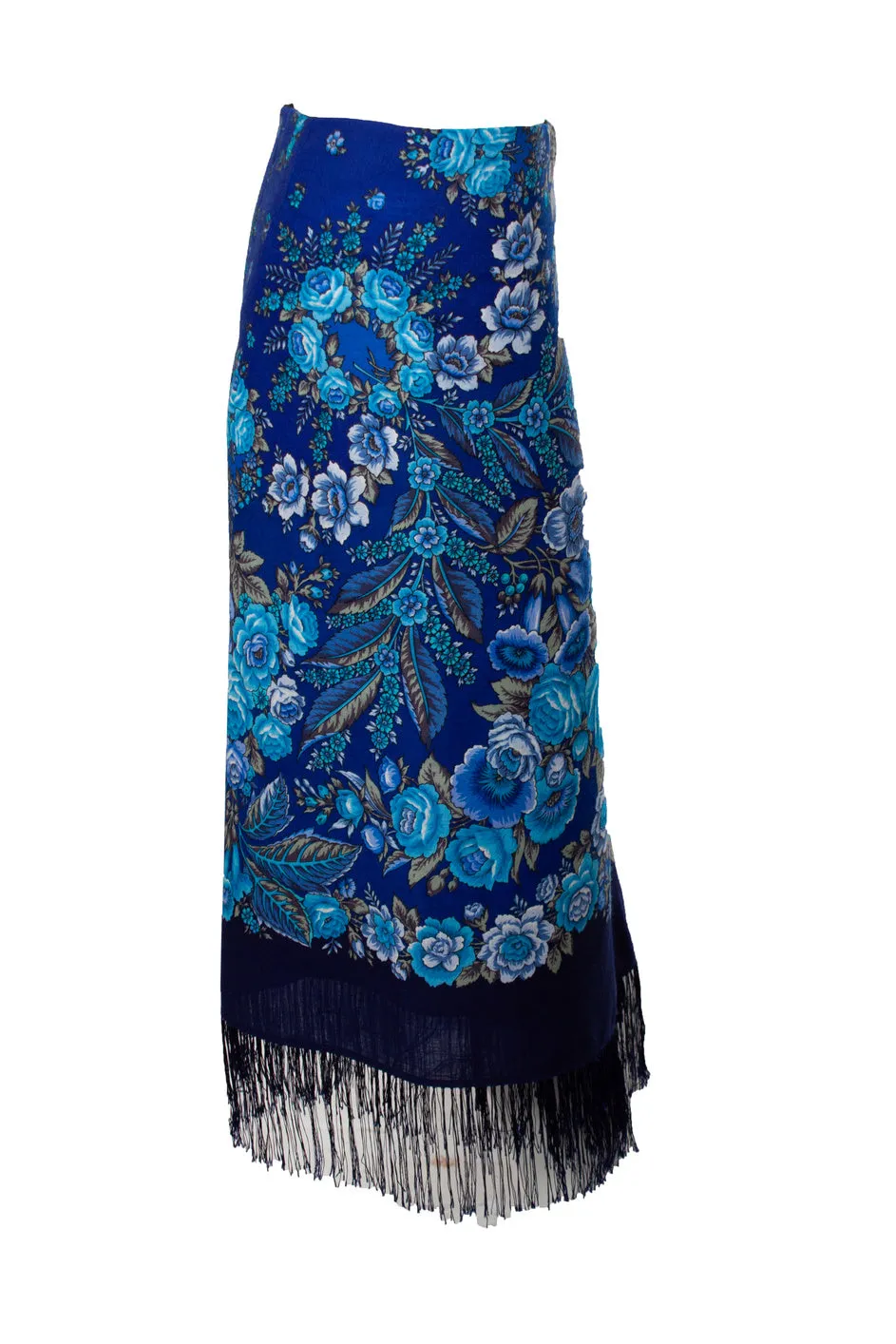 Scarf fringe skirt in blue