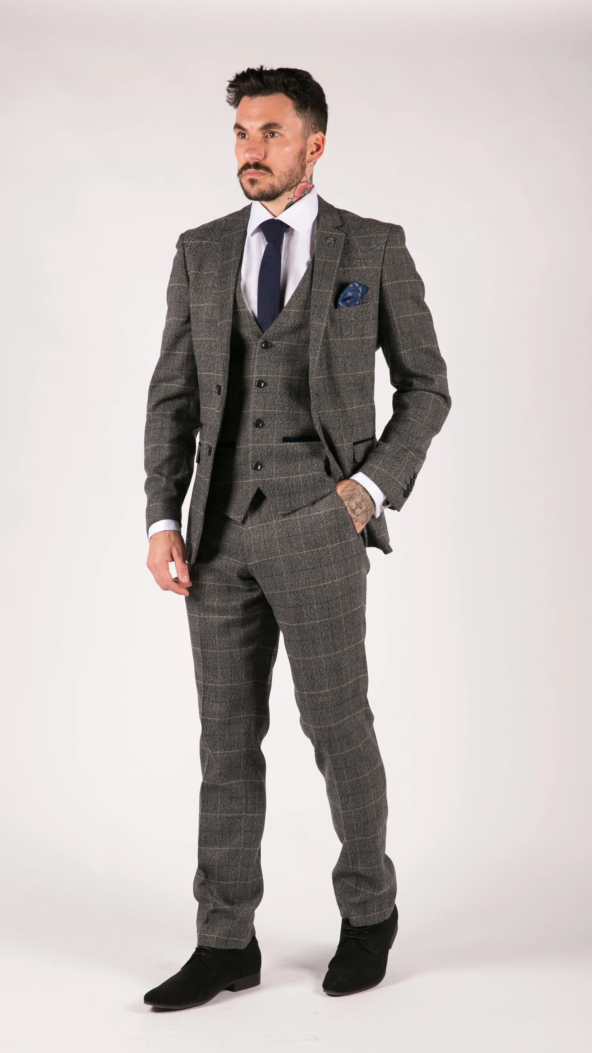 Scott 3 Piece Suit Herringbone Tweed