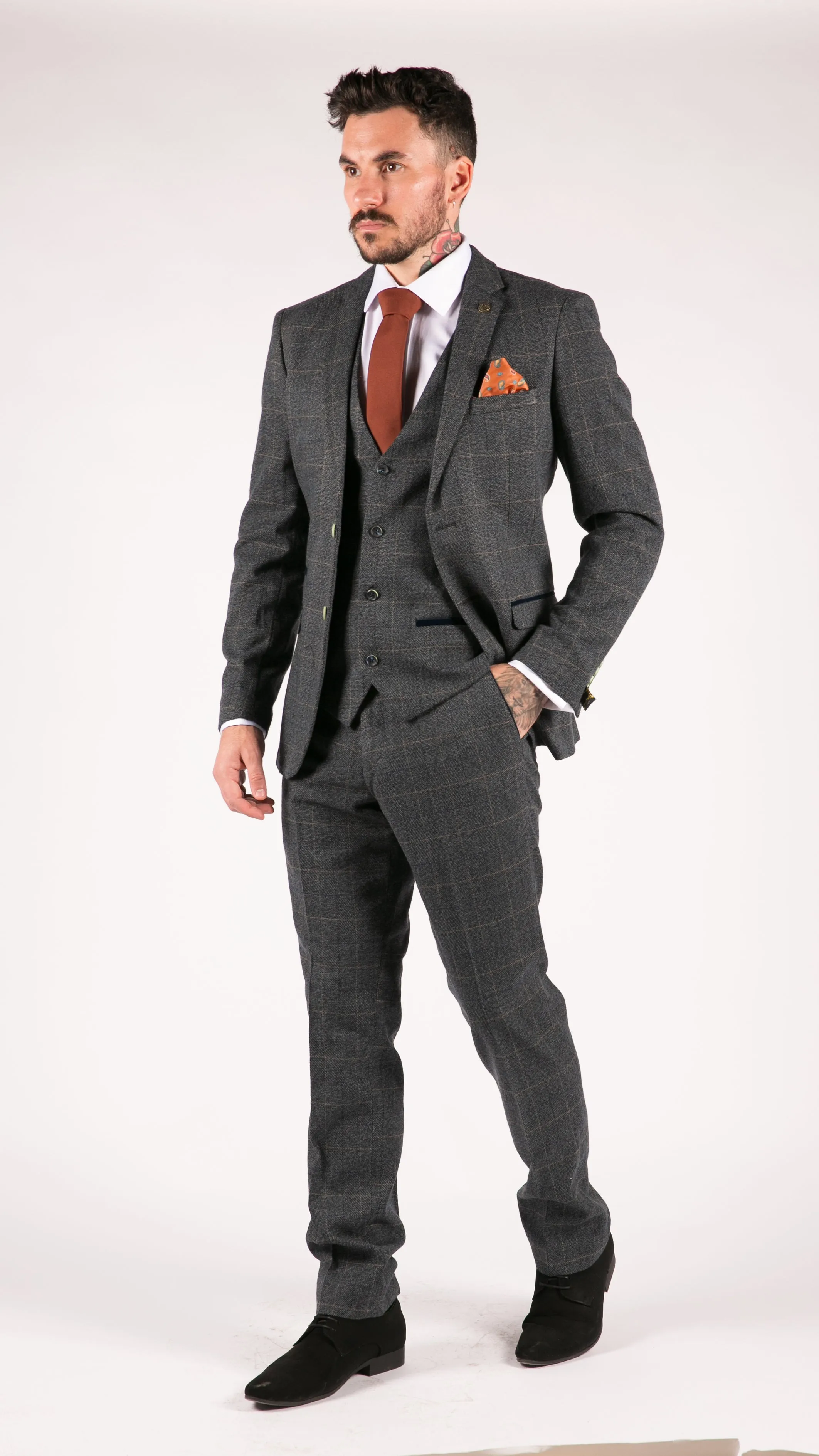 Scott 3 Piece Suit Herringbone Tweed