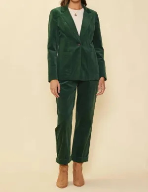 Selena Tailored Corduroy Blazer In Green
