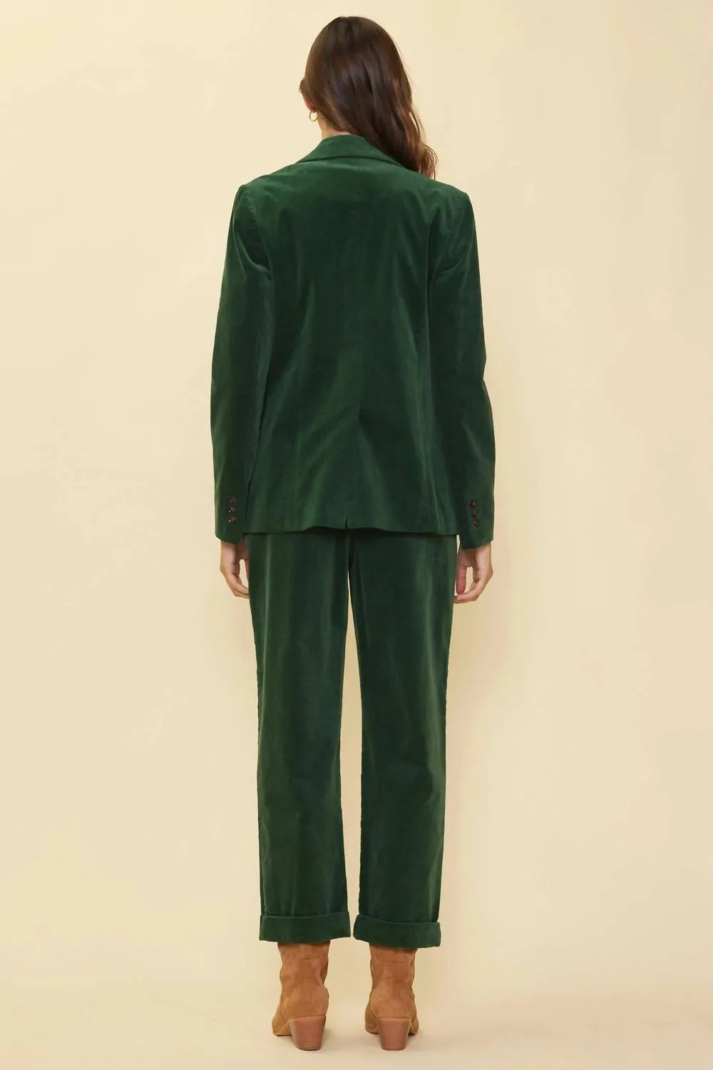 Selena Tailored Corduroy Blazer In Green