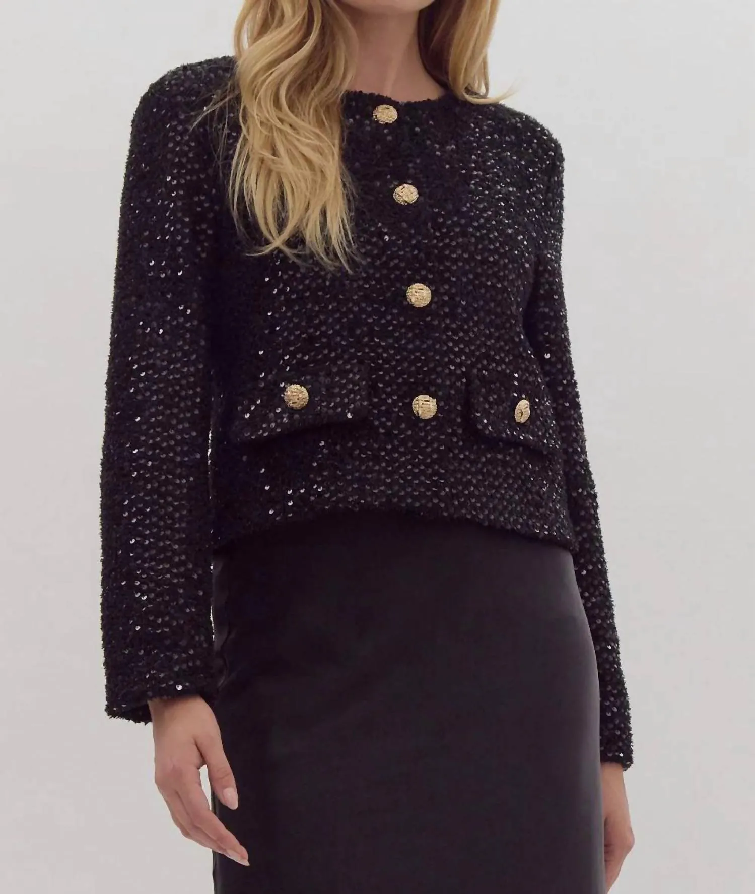 Sequin-Embellished Blazer In Black