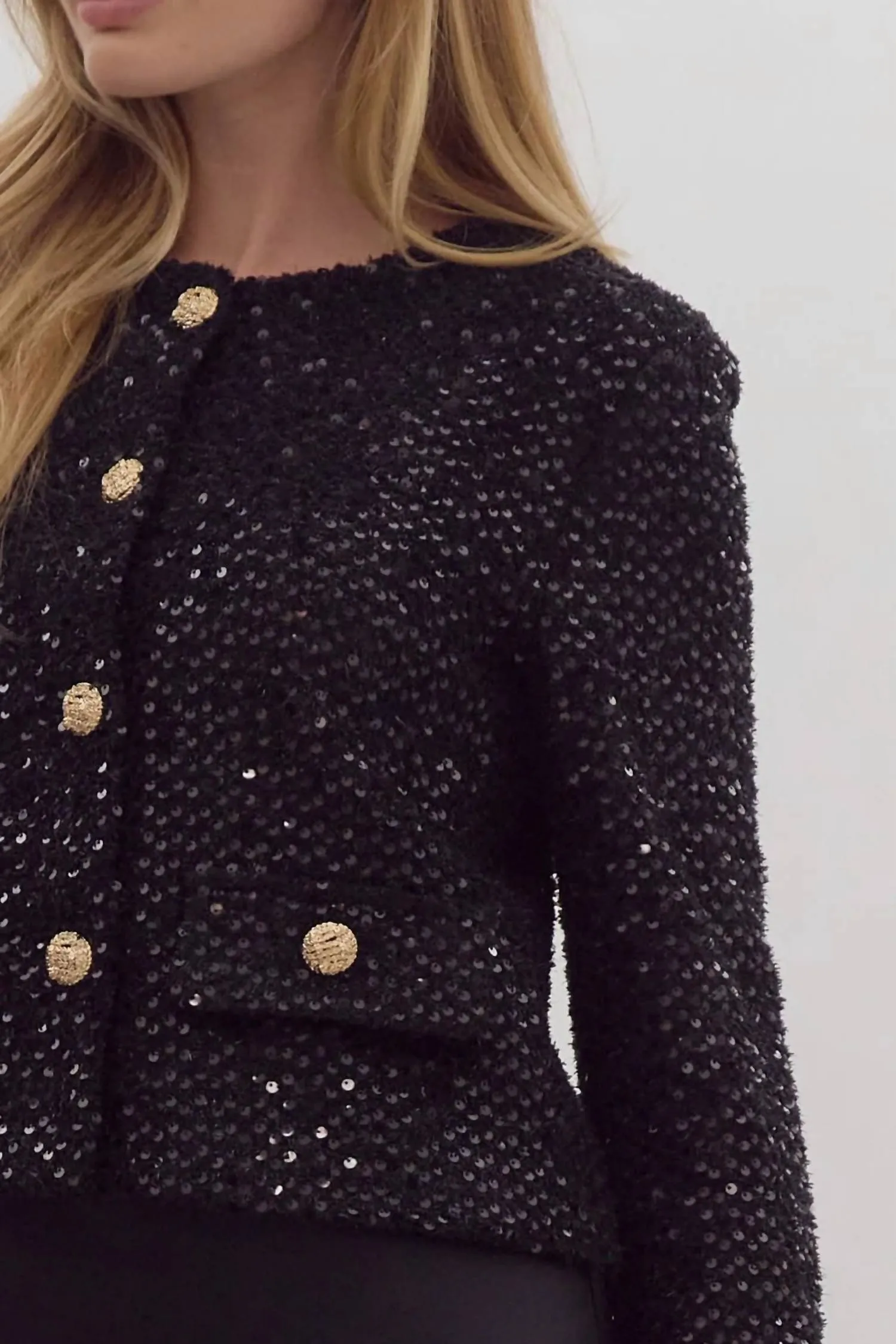 Sequin-Embellished Blazer In Black
