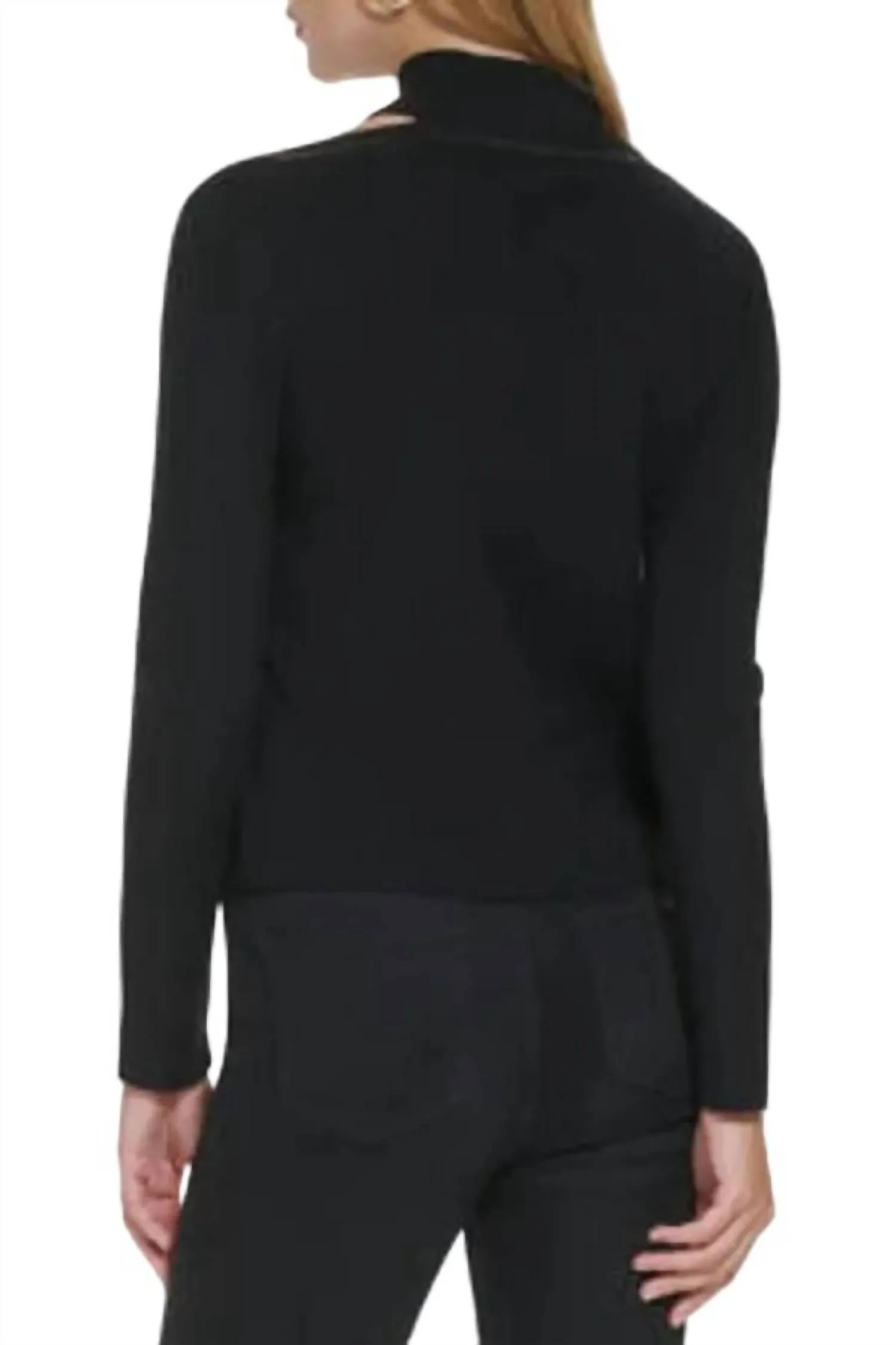 Sequin Trim Cutout Sweater In Black