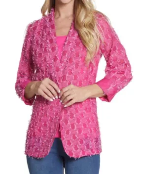 Shawl Collar 1-Button Jacket In Deep Fuchsia