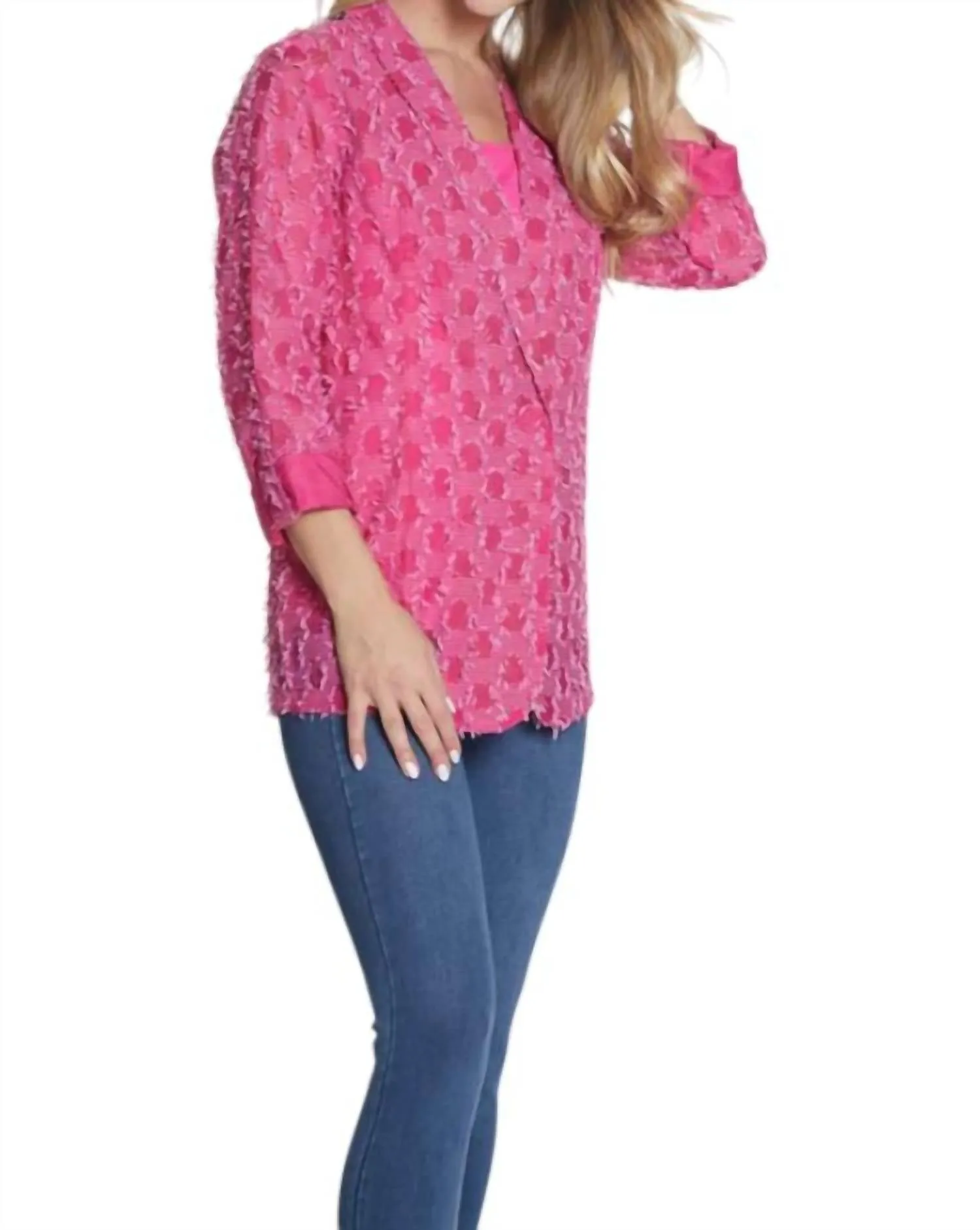 Shawl Collar 1-Button Jacket In Deep Fuchsia