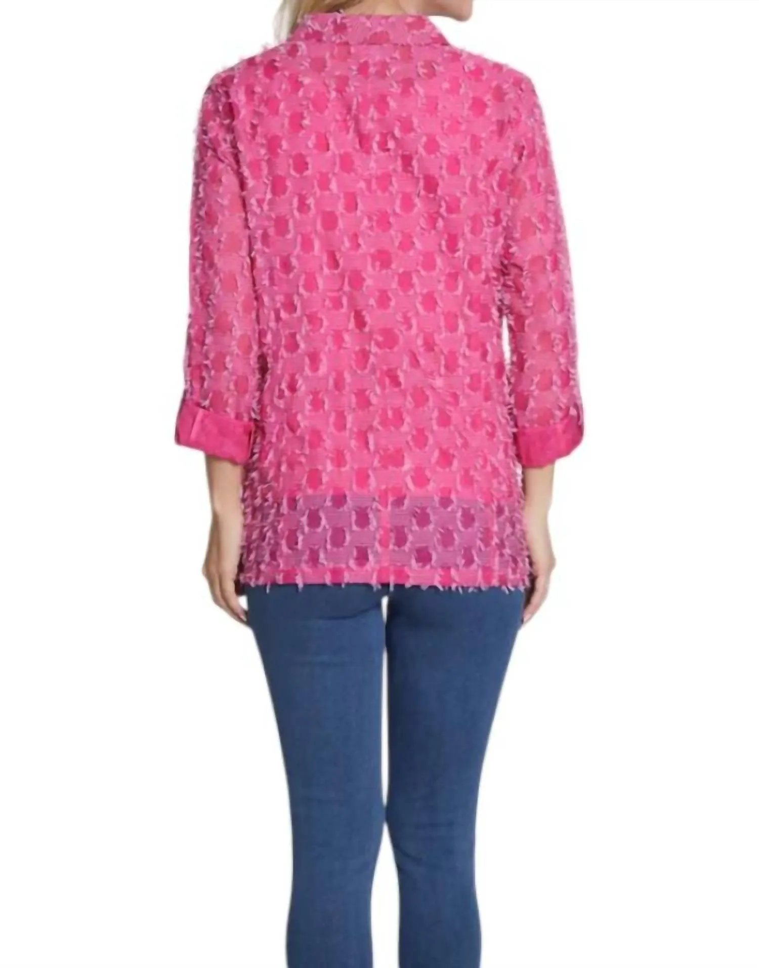 Shawl Collar 1-Button Jacket In Deep Fuchsia
