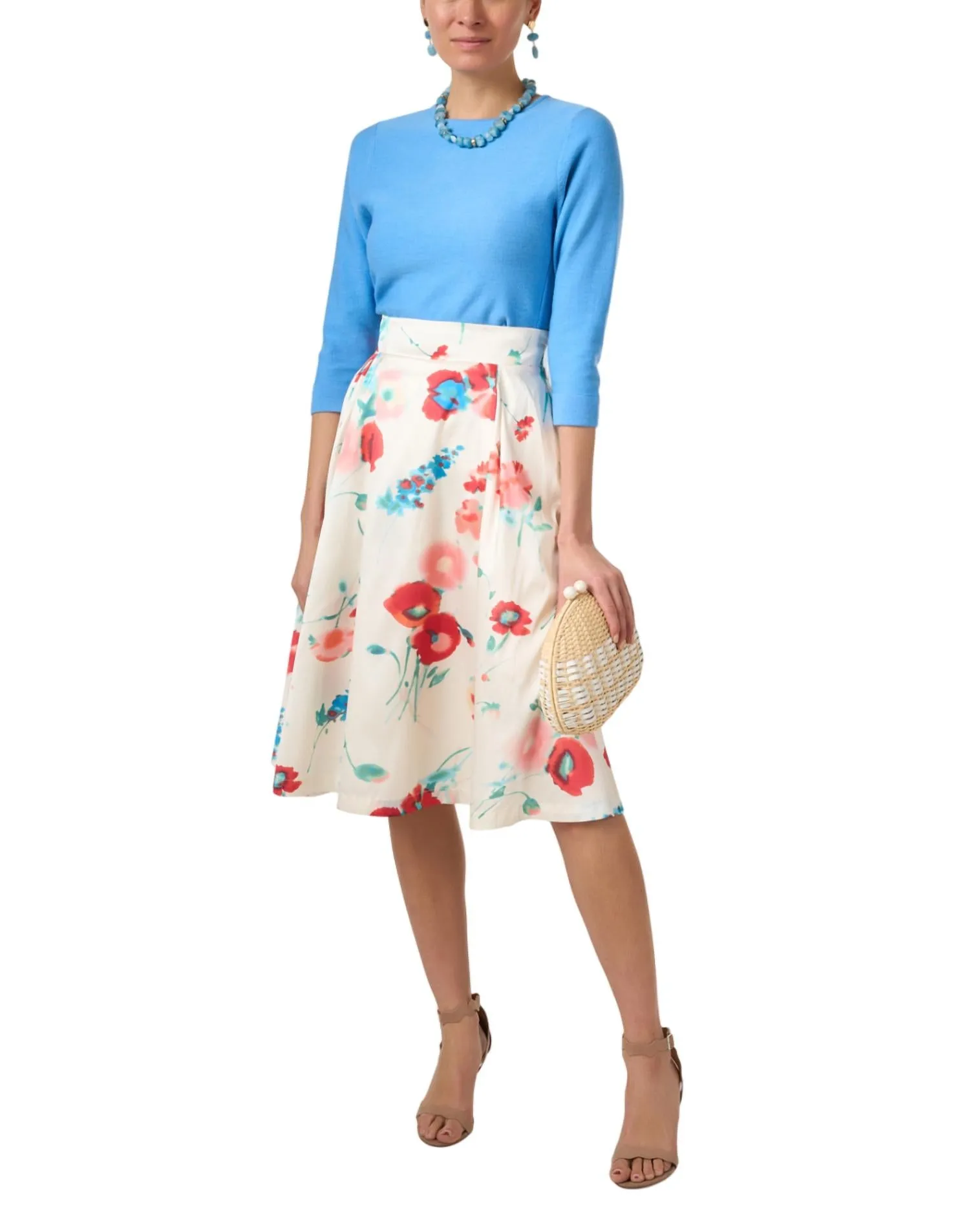 Shelley Midi Skirt In White/multi
