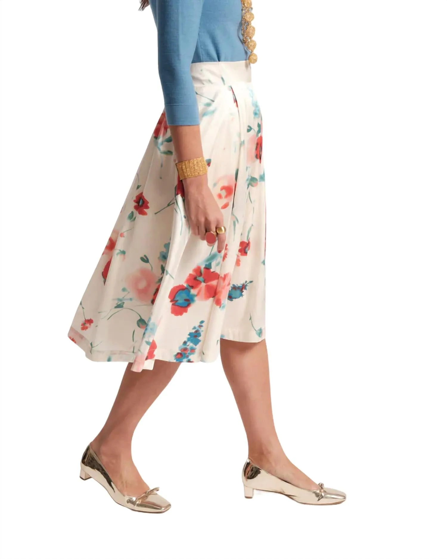 Shelley Midi Skirt In White/multi