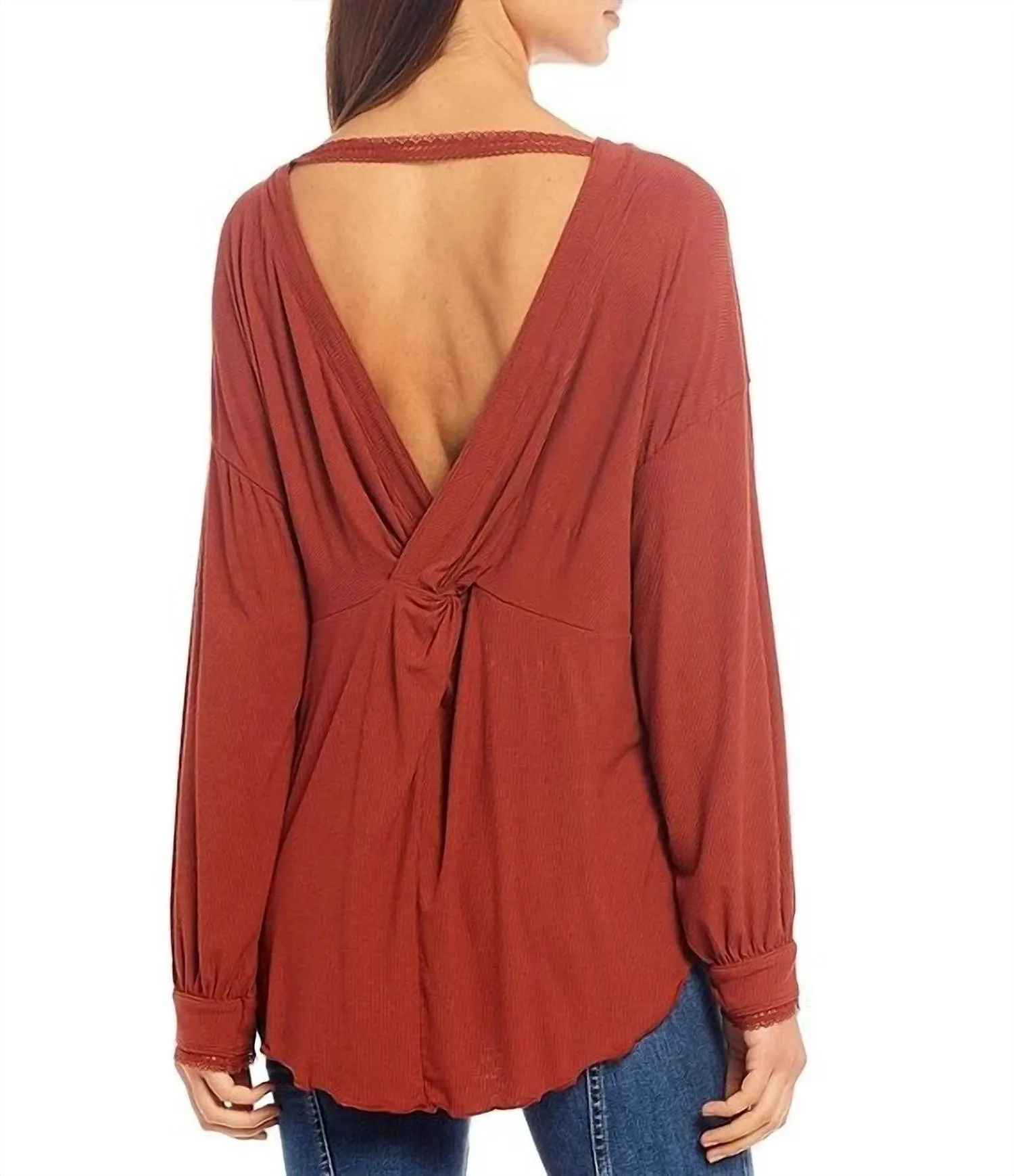 Shimmy Shake Open Back Oversized Top In Cowboy