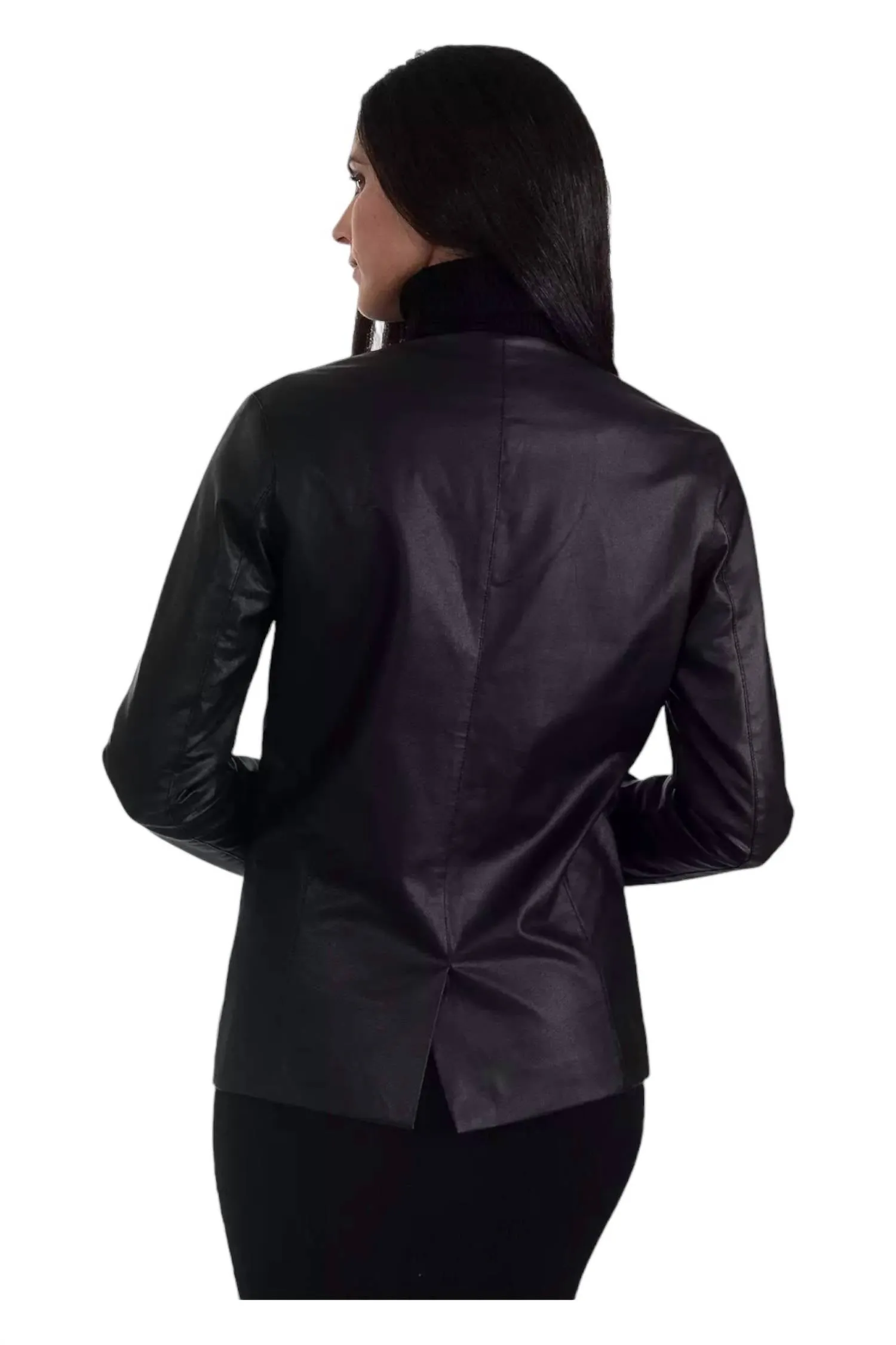 Single-Button V-Neck Blazer In Black