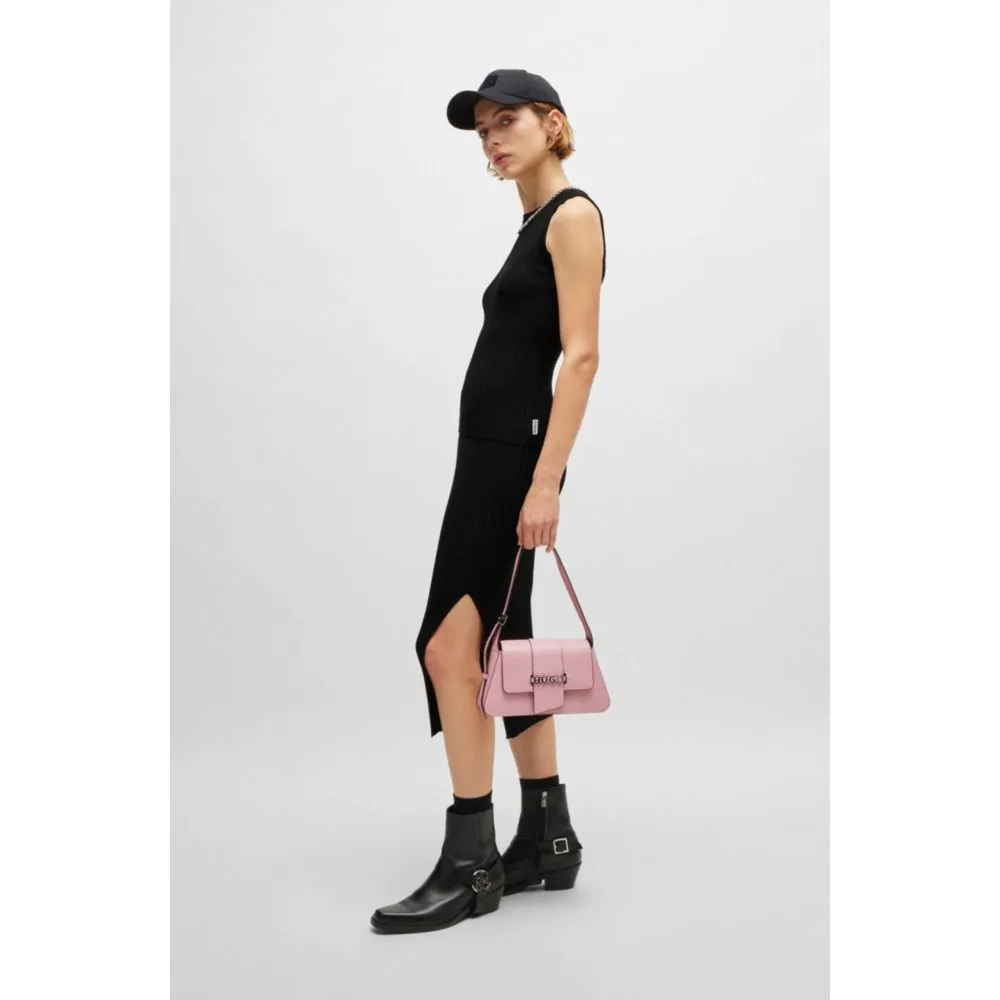Slim-fit sleeveless top with irregular ribbed structure