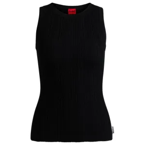 Slim-fit sleeveless top with irregular ribbed structure