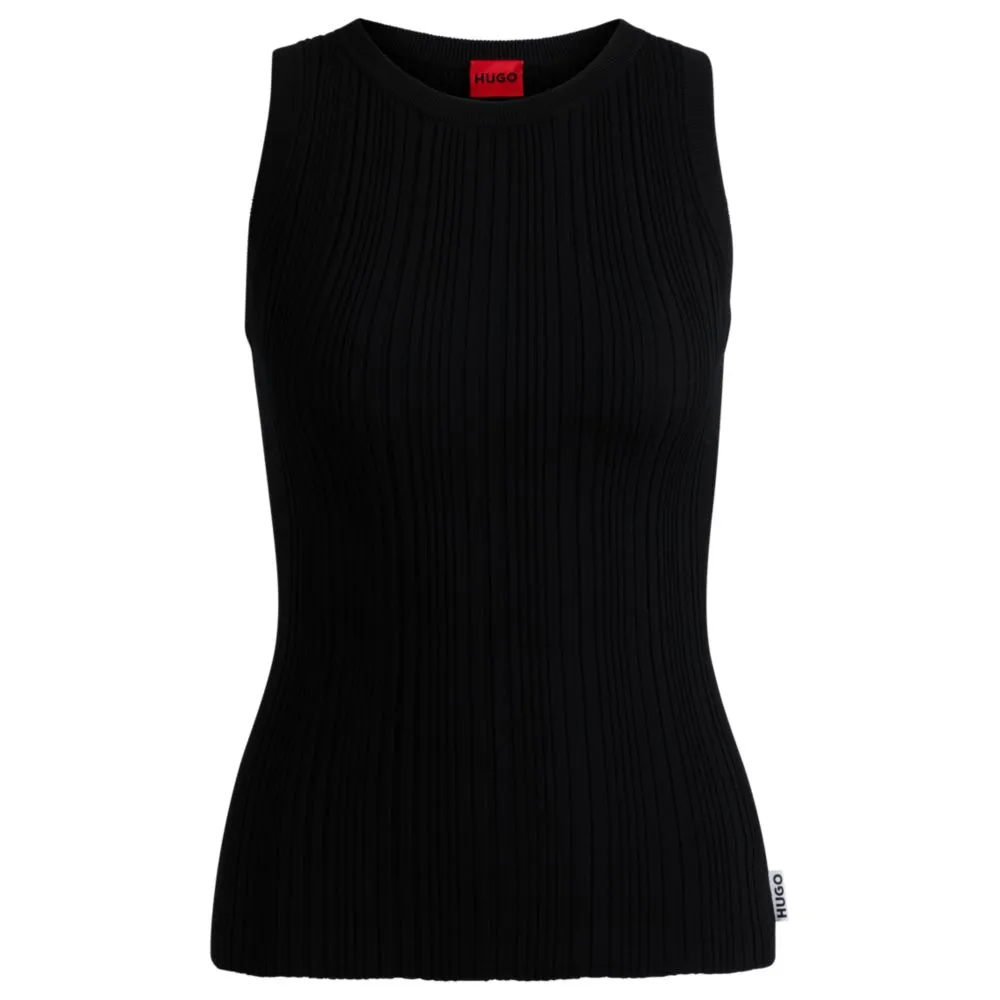 Slim-fit sleeveless top with irregular ribbed structure