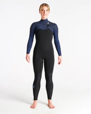 Solace 4/3mm Chest Zip Wetsuit in Black, Bluestone Tropical & Cascade Blue