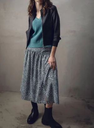 Spot Print Skirt In Grey/teal