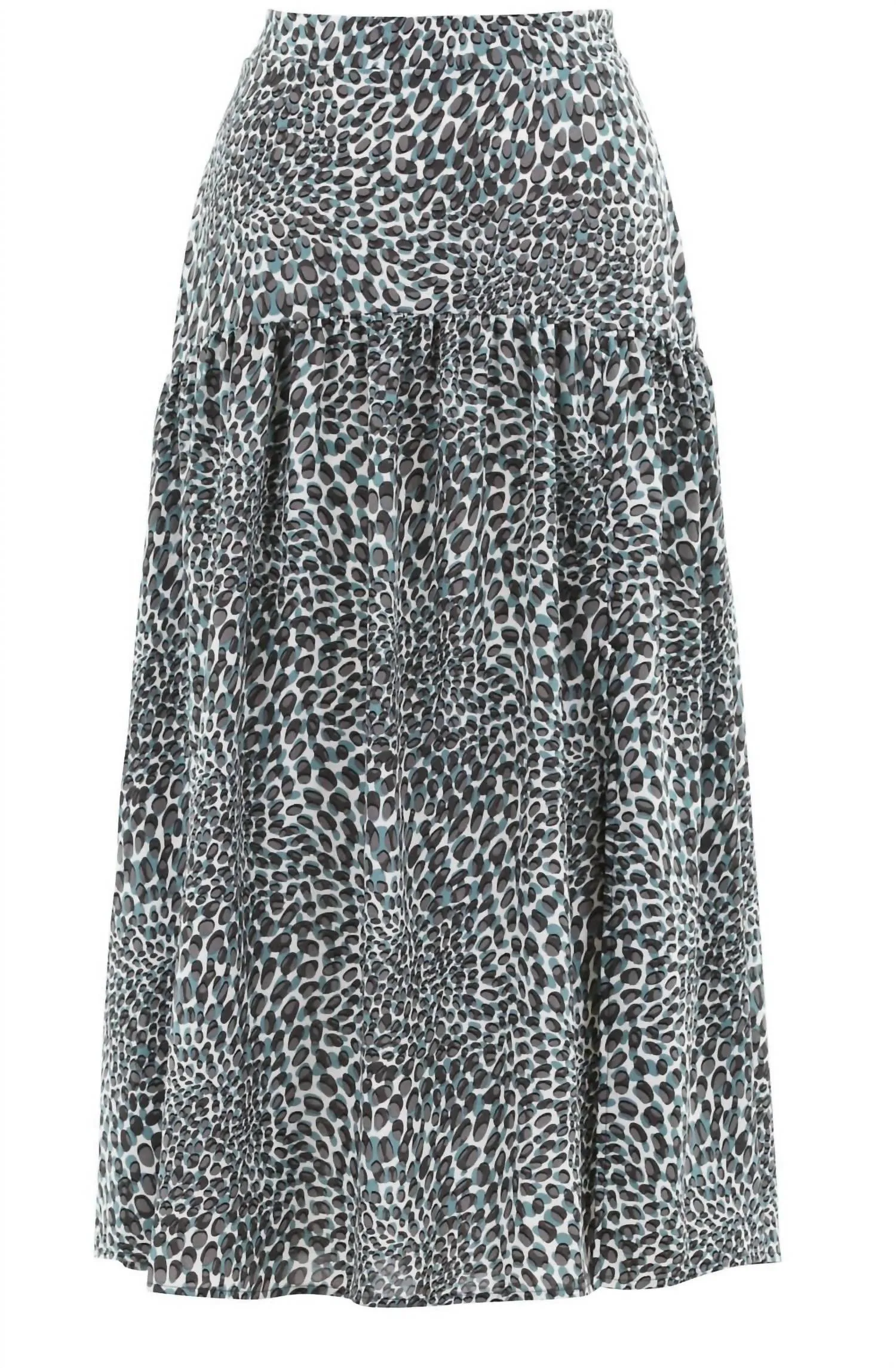 Spot Print Skirt In Grey/teal