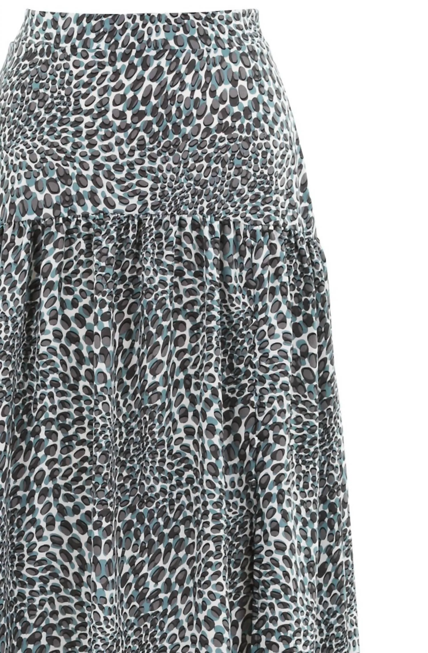 Spot Print Skirt In Grey/teal