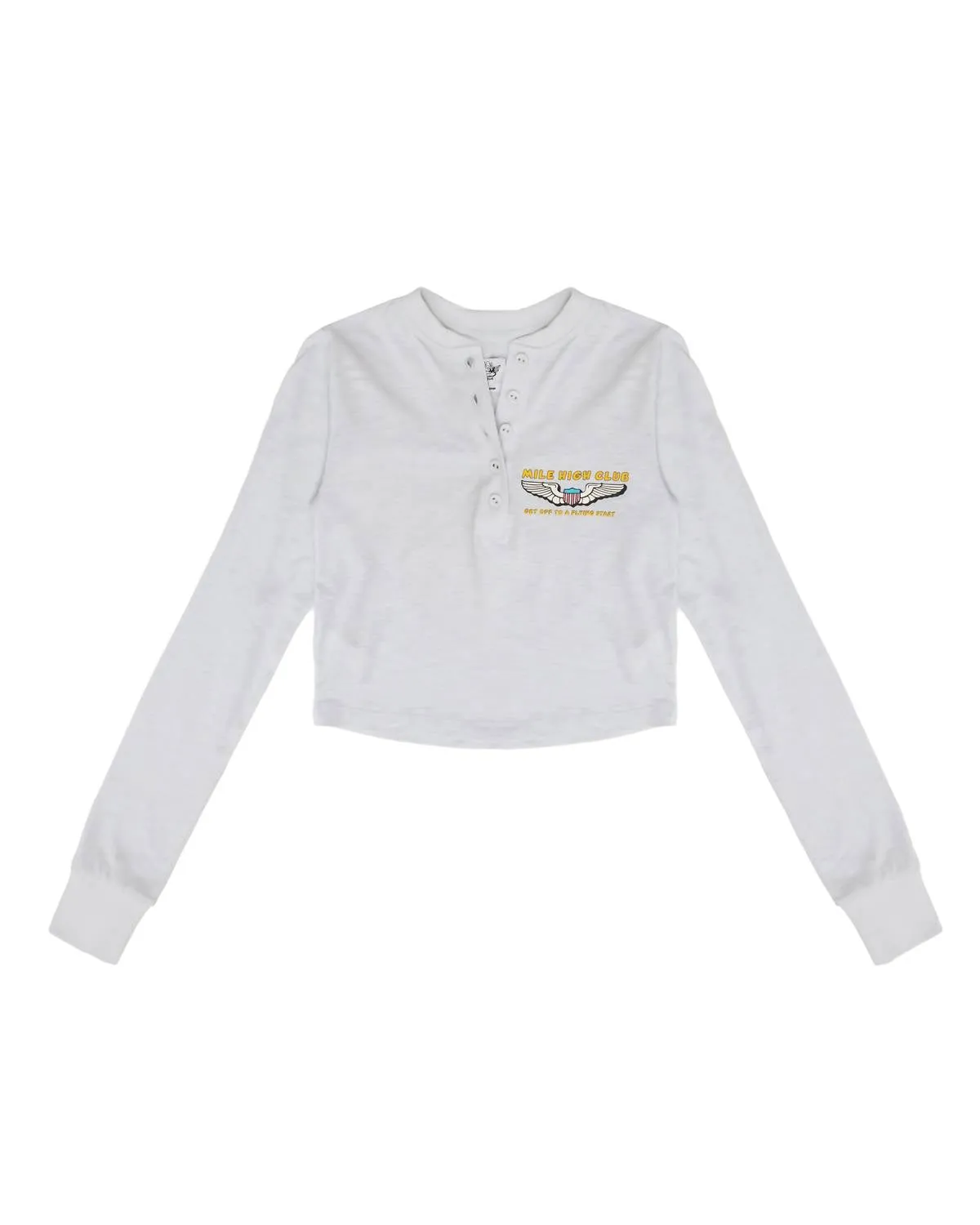 Spread Your Wings Crop Henley Top In Periwinkle