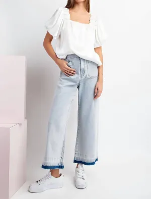 Square Neck Satin Top In White