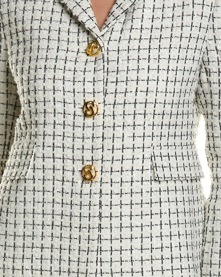 ST. JOHN JACKET-PLAIDTWEEDW/POCKETSLINE