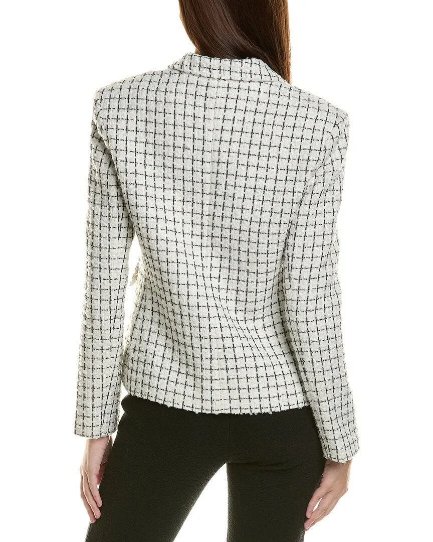 ST. JOHN JACKET-PLAIDTWEEDW/POCKETSLINE
