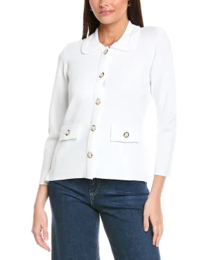 St. John Solid Stretch Knit Collared Jacket