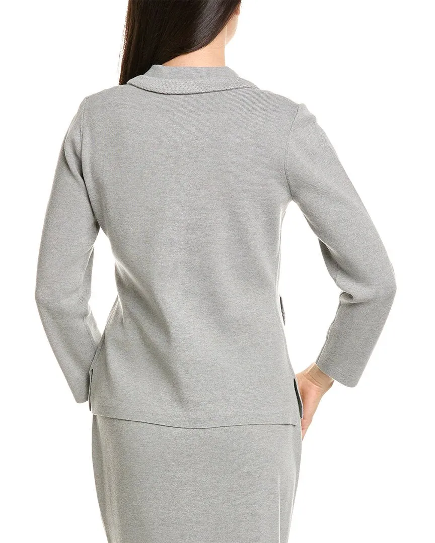 St. John Solid Stretch Knit Collared Jacket