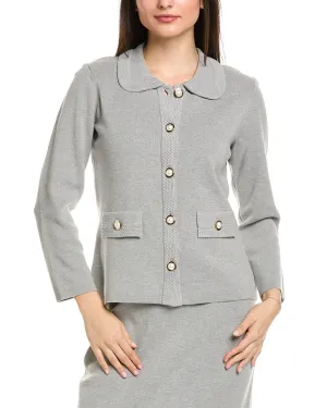 St. John Solid Stretch Knit Collared Jacket