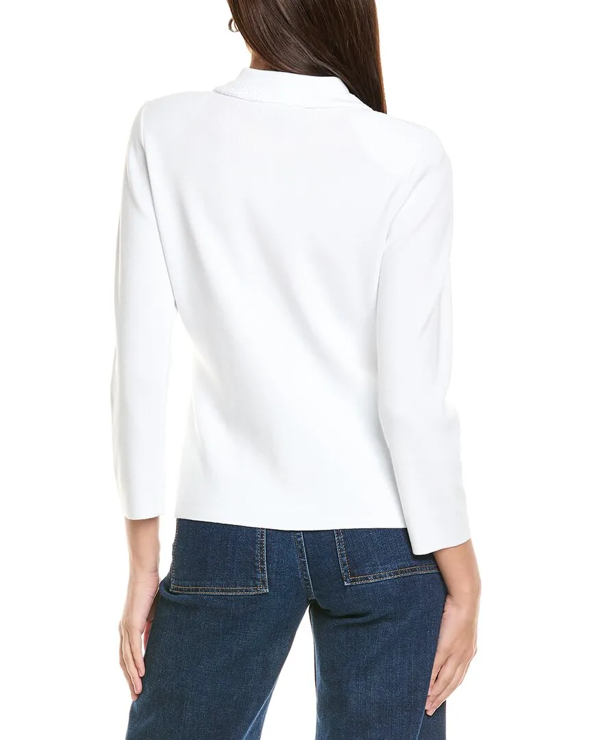 St. John Solid Stretch Knit Collared Jacket