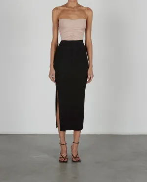Stretch Silk Knit Essential Skirt In Black