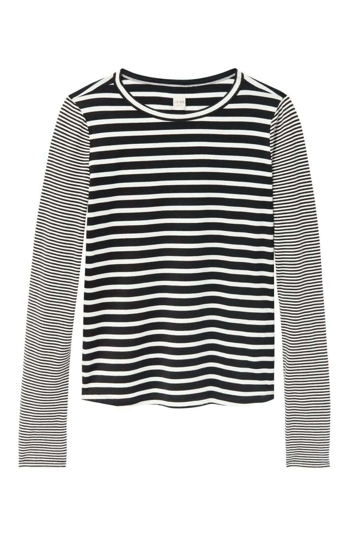 Striped Long Sleeve Jersey Tee In Black/white
