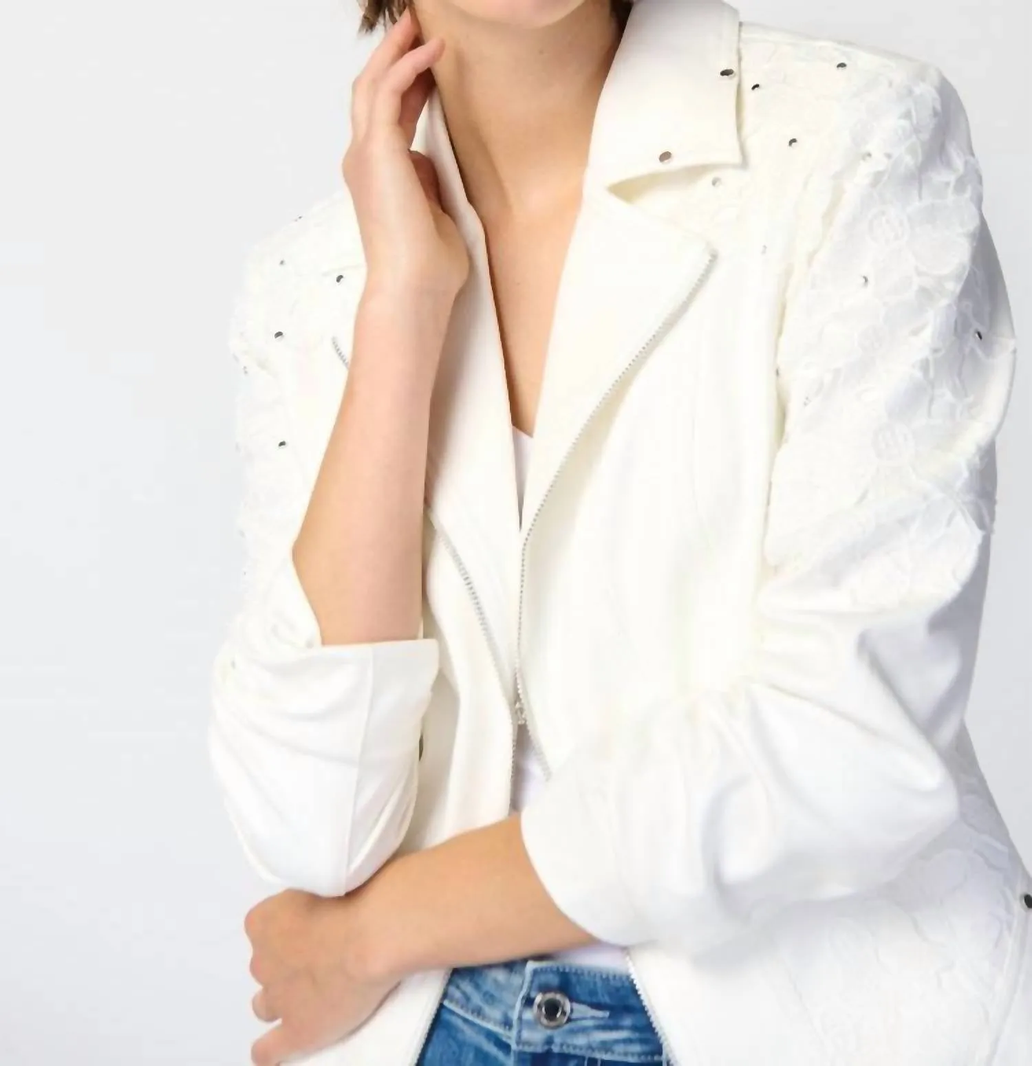 Studded Suede Blazer In Vanilla