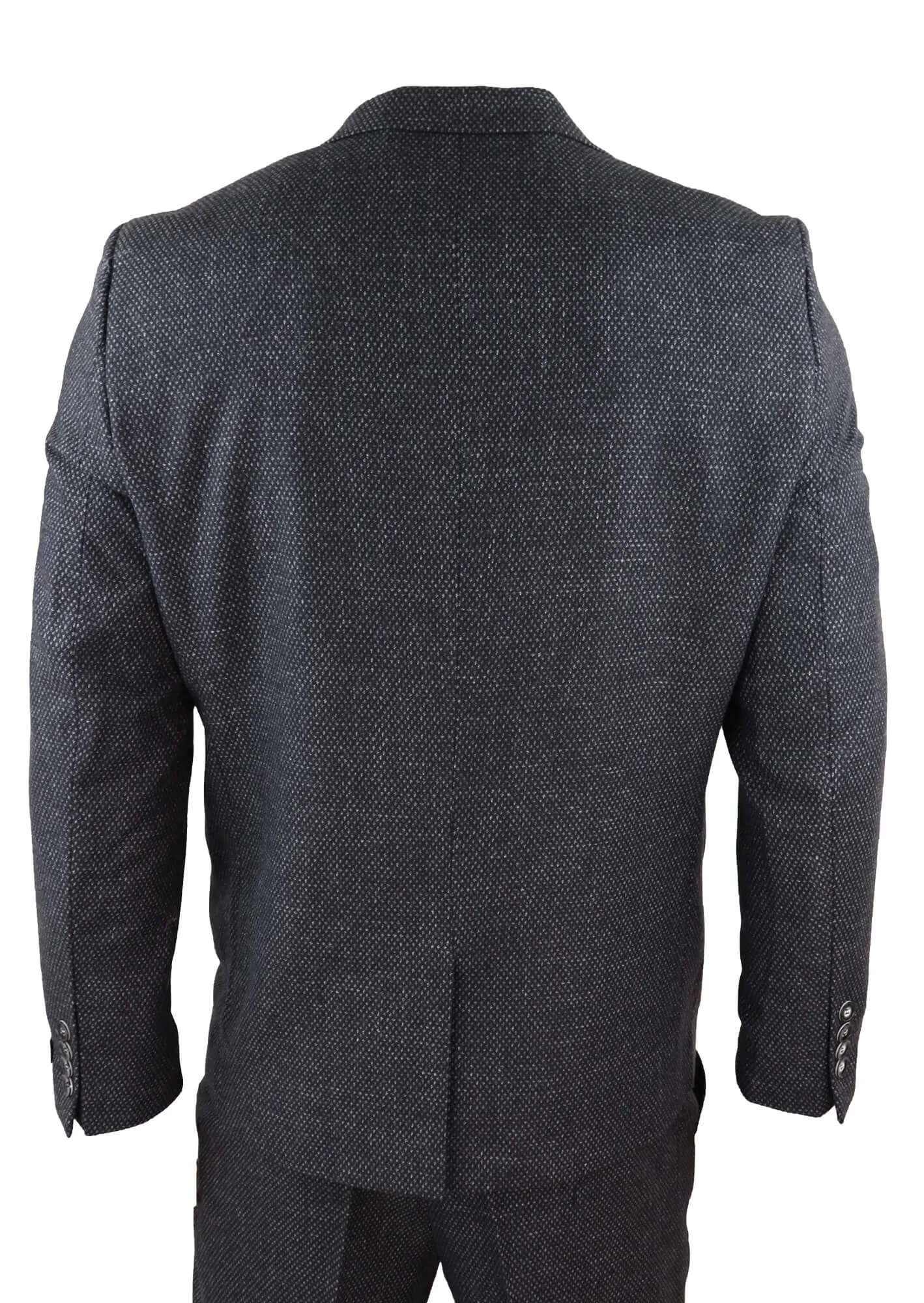 STZ14 Black Wool 3 Piece Suit Tweed
