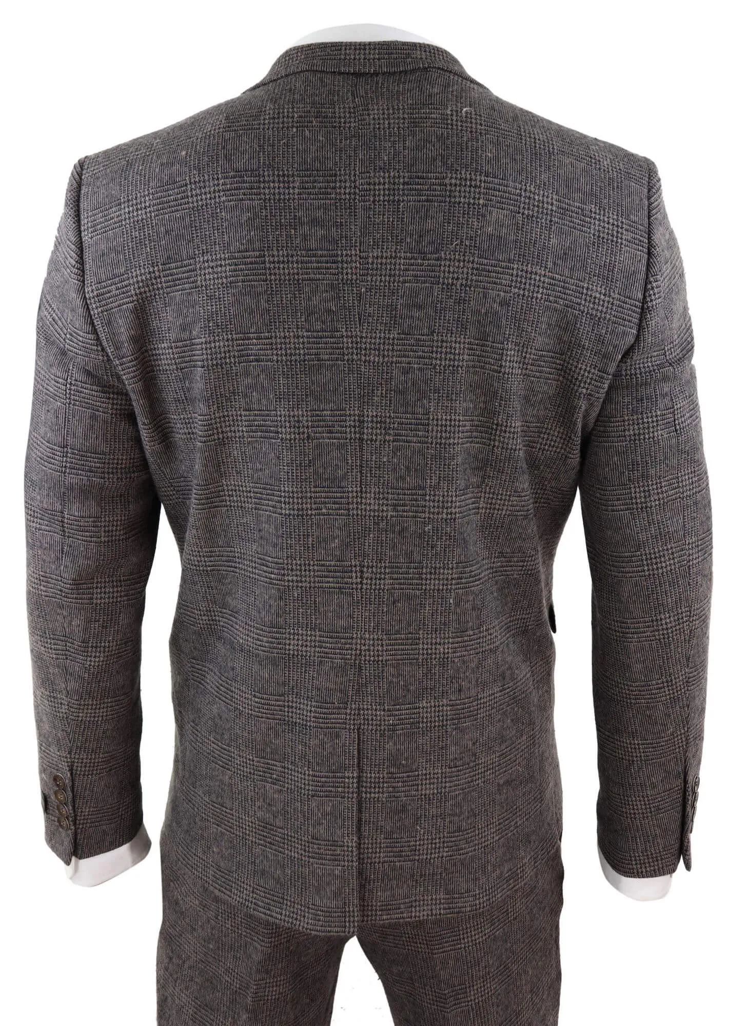 STZ17 Wool 3 Piece Check Suit Tweed Brown
