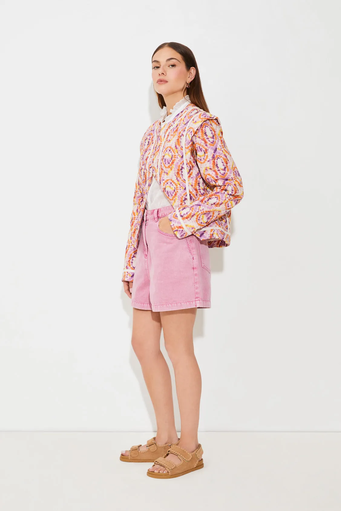 Suncoo Devon Coral/Purple Retro Print Jacket