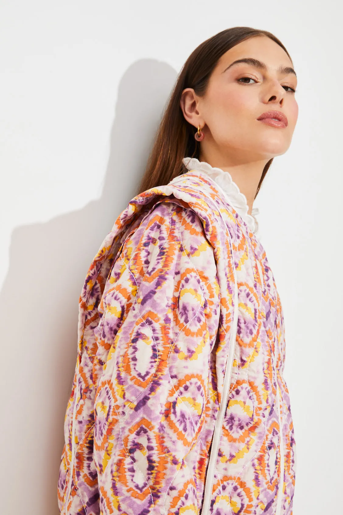Suncoo Devon Coral/Purple Retro Print Jacket