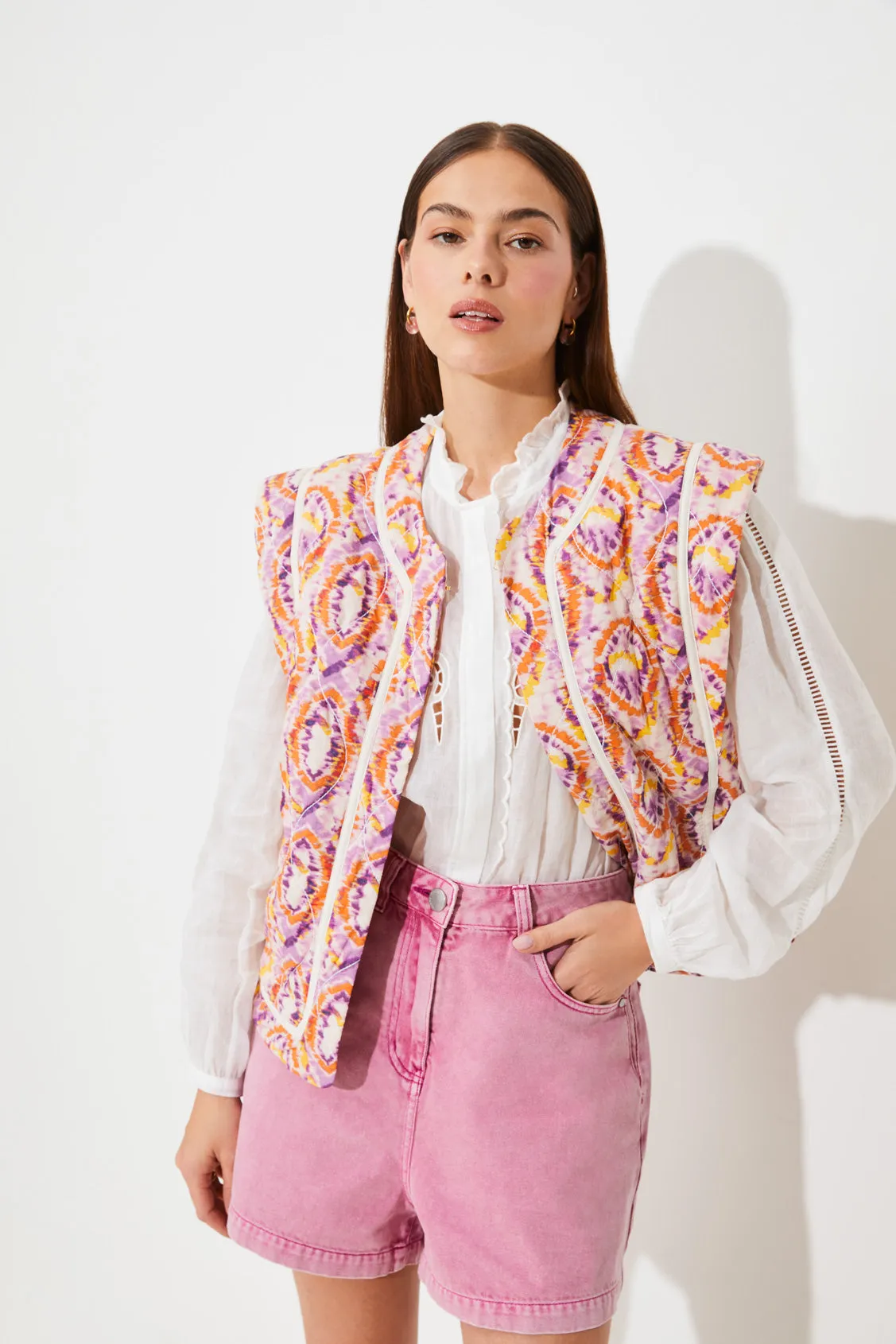 Suncoo Devon Coral/Purple Retro Print Jacket