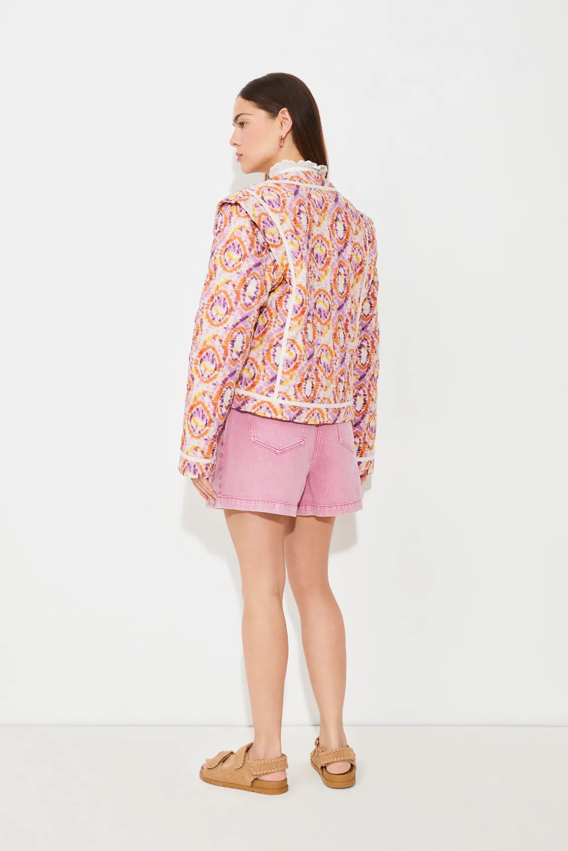 Suncoo Devon Coral/Purple Retro Print Jacket