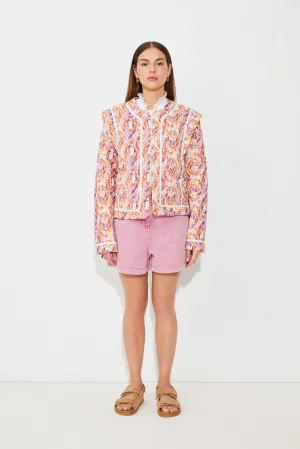 Suncoo Devon Coral/Purple Retro Print Jacket