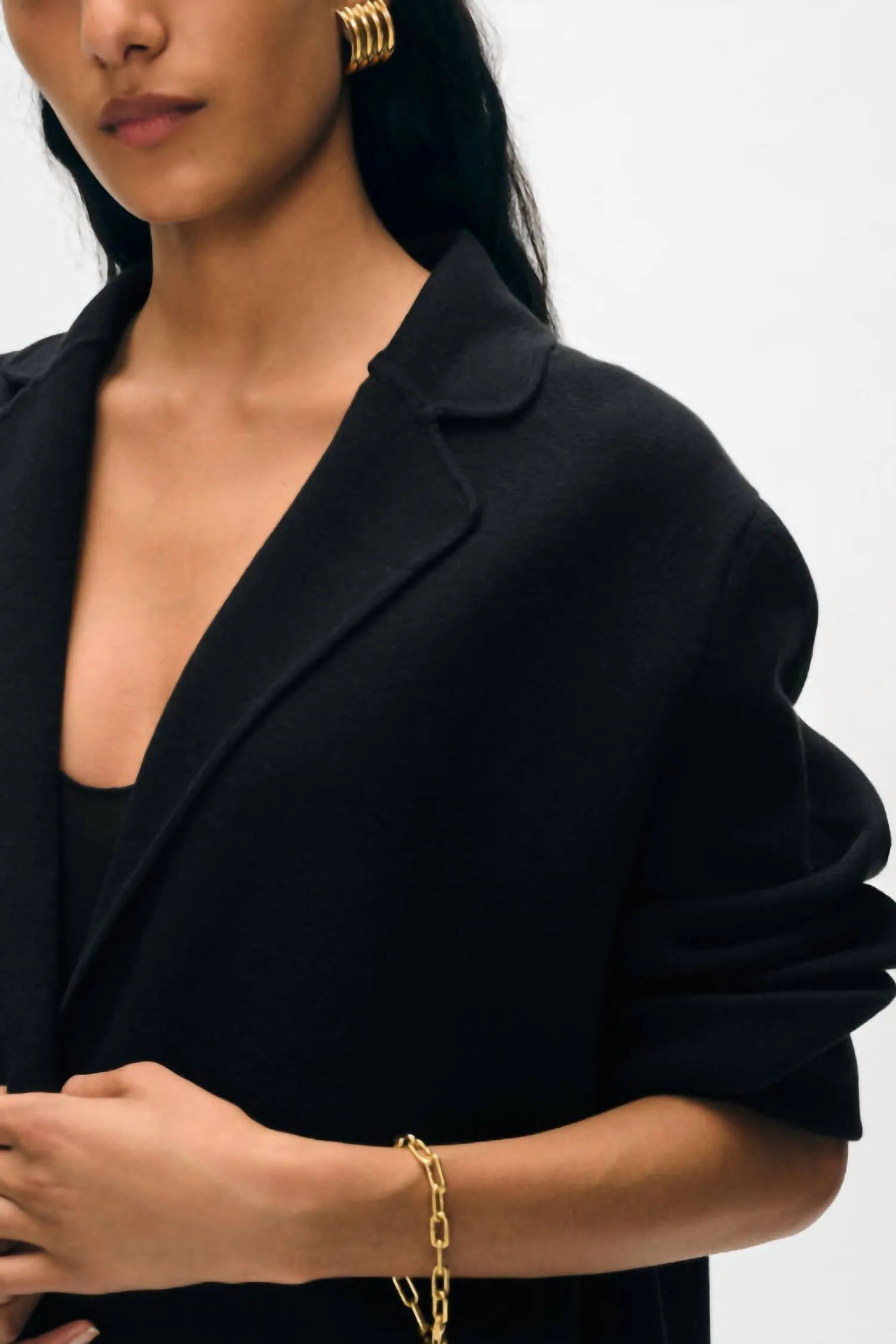 Superfine Organic Cotton Knit Blazer In Black