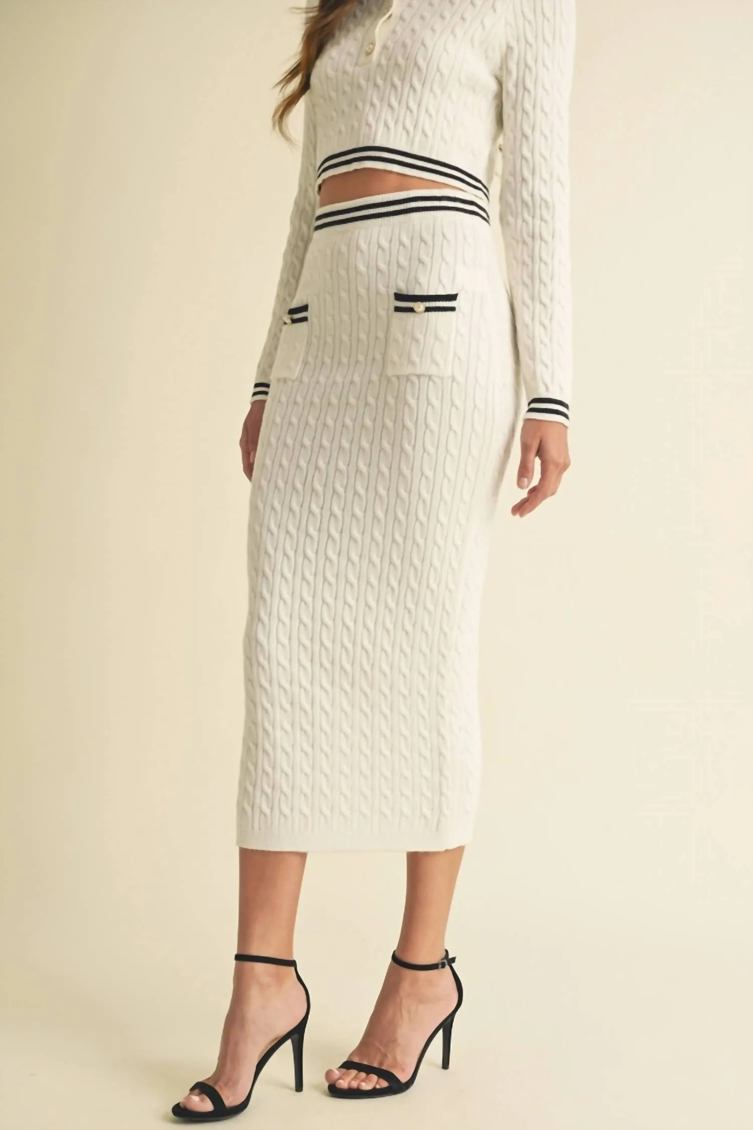 Sweater Knit Maxi Skirt In Off White