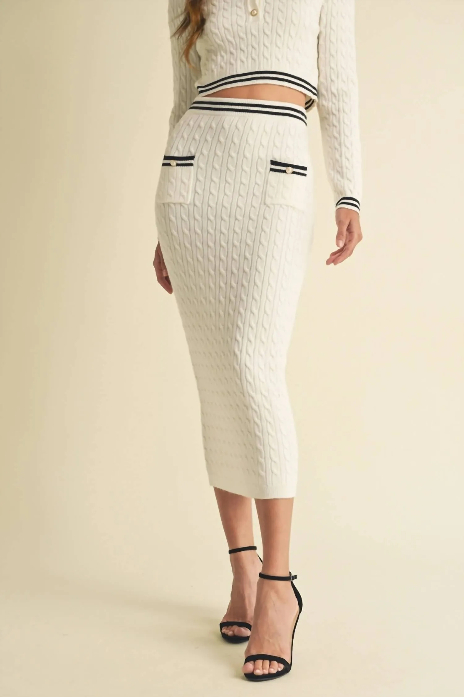 Sweater Knit Maxi Skirt In Off White